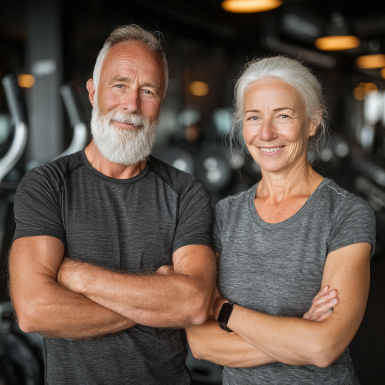 Seniori practicând yoga într-un mediu liniștit